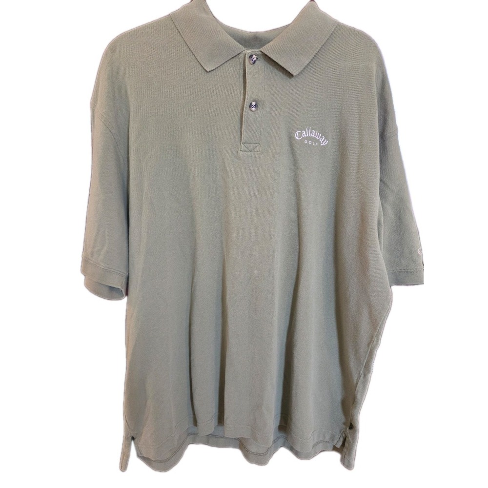 Callaway Mens Golf Polo Shirt Size XL Green Short Sleeve Collared Button Cotton